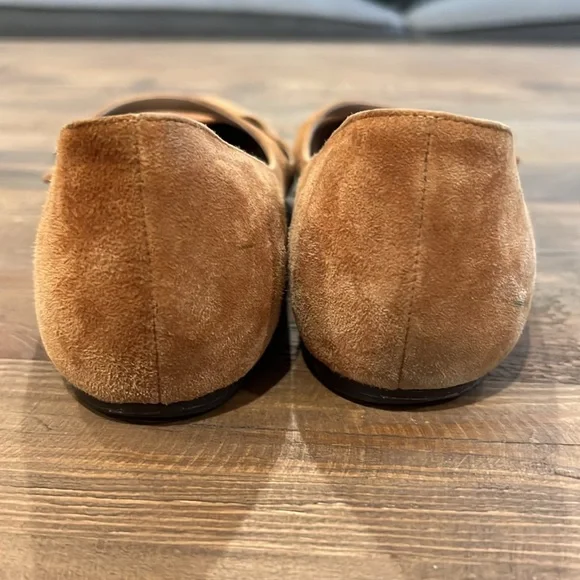 Tabitha Simmons Tan Suede Flats with Mary Jane Strap - Picture 4 of 6